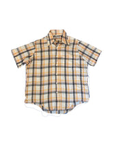 Vintage 90s orange yellow white Chunky Check short sleeve Shirt size large